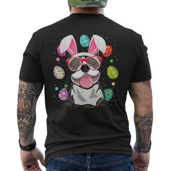 Cute Bunny Boston Terrier Dog Face Easter Eggs Easter Day Men's Back Print T-shirt | Mazezy