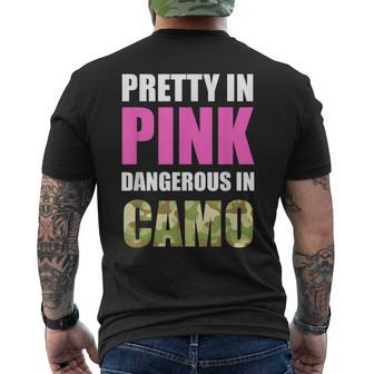 Cute Camoflauge - Pretty In Pink Dangerous In Camo Men's T-shirt Back Print - Seseable
