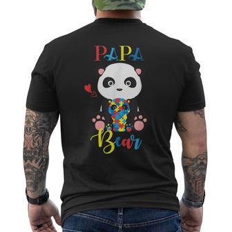Cute Panda Bear Lovers Papa Panda Autism Father Puzzle Baby Mens Back Print T-shirt | Mazezy