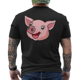Cute Pig Face Farm Adorable Pink Piglet Lover Farmer Men's T-shirt Back Print - Seseable