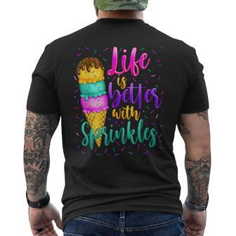 Cute Sweet Ice Cream Lover Sprinkle Life Love Men's Back Print T-shirt | Mazezy