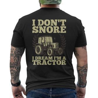 Cute Tractor For Men Dad Kids Agriculture Farmer Snore Truck Mens Back Print T-shirt | Mazezy