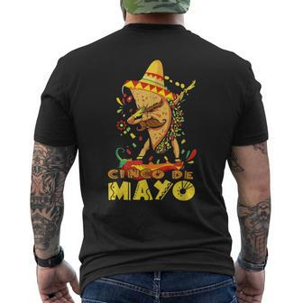 Dabbing Mexican Poncho Cinco De Mayo Taco Sombrero Dab Men's Back Print T-shirt | Mazezy