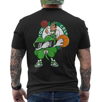 Dabbing Shamrock Basketball St Patricks Day Boston-Celtic  Men's Crewneck Short Sleeve Back Print T-shirt