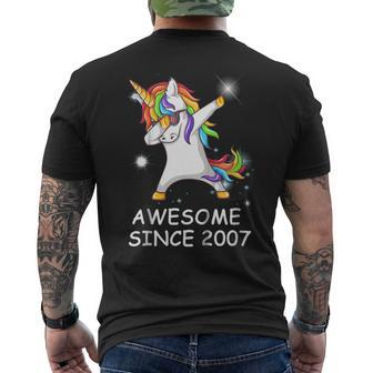 Dabbing Unicorn Tee Awesome Since 2007 11Th Birthday Tshirt Men's Back Print T-shirt | Mazezy