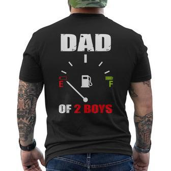 Dad Of 2 Boys Vintage Dad Battery Low Fathers Day Men's T-shirt Back Print - Seseable