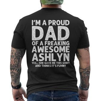 Dad Of Ashlyn Fathers Day Personalized Name Joke Men's Back Print T-shirt | Mazezy