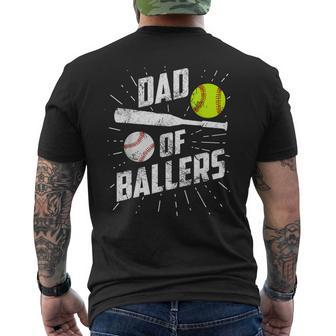 Dad Of Ballers Baseball Softball Game Fathers Day Men's T-shirt Back Print - Seseable