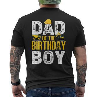 Dad Of The Bday Boy Construction Bday Party Hat Men's T-shirt Back Print - Thegiftio UK