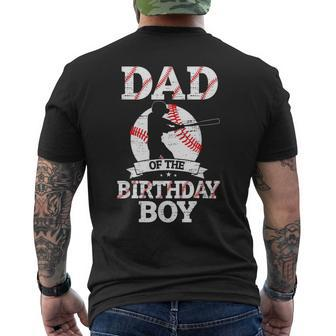 Dad Of The Birthday Boy Baseball Lover Vintage Retro Men's T-shirt Back Print - Seseable