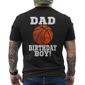 Dad Of The Birthday Boy Basketball Lover Vintage Retro Men's T-shirt Back Print - Seseable