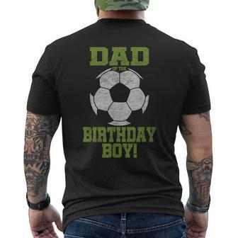 Dad Of The Birthday Boy Soccer Lover Vintage Retro Men's T-shirt Back Print - Seseable