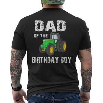 Dad Of The Birthday Boy Vintage Farm Tractor Party Family Men's T-shirt Back Print - Seseable