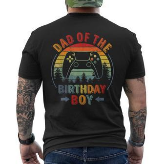 Dad Of The Birthday Boy Vintage Matching Gamer Birthday Men's T-shirt Back Print - Seseable