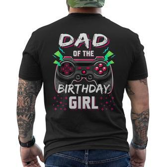 Dad Of The Birthday Girl Video Game Bday Top Gamer Party Men's Back Print T-shirt | Mazezy