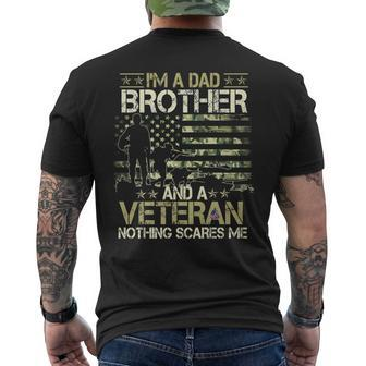 Im A Dad Brother And A Veteran Nothing Scares Me Father Day Men's T-shirt Back Print - Seseable