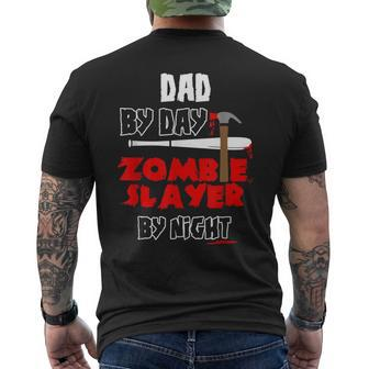 Dad By Day Zombie Slayer By Night Halloween Costume Men's Back Print T-shirt | Mazezy