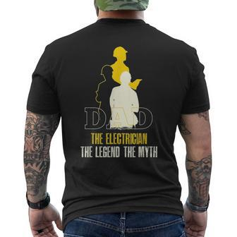 Dad Electrician Fathers Day Electrical Engineer Lineman Men's T-shirt Back Print - Seseable