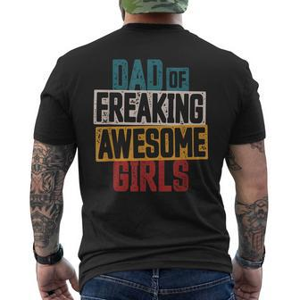 Mens Dad Of Freaking Awesome Girl Vintage Distressed Dad Of Girls V2 Men's T-shirt Back Print - Seseable
