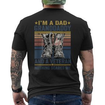 Mens Im Dad Granddaddy And A Veteran For Fathers Day Men's T-shirt Back Print - Seseable