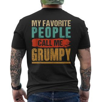 Mens Dad Grandpa My Favorite People Call Me Grumpy Men's T-shirt Back Print - Seseable