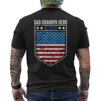 Dad Grandpa Hero Veteran Memorial Day Flag Veterans Day Men's T-shirt Back Print - Seseable