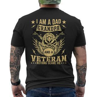 Mens Im A Dad Grandpa And A Veteran Nothing Scares Me Father Day Men's T-shirt Back Print - Seseable