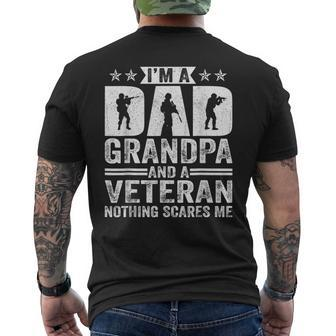 Im A Dad Grandpa And A Veteran Nothing Scares Me Father Day Men's T-shirt Back Print - Seseable