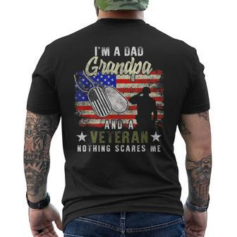Im A Dad Grandpa Veteran Nothing Scares Me Fathers Day Men's T-shirt Back Print - Seseable