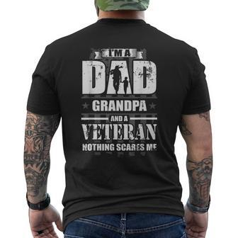Mens I Am A Dad Grandpa And A Veteran Nothing Scares Me Usa Men's T-shirt Back Print - Seseable