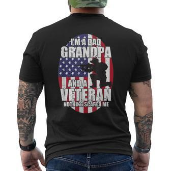 Mens I Am A Dad Grandpa And A Veteran Nothing Scares Me Usa V2 Men's T-shirt Back Print - Seseable