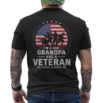 I Am A Dad Grandpa And A Veteran Nothing Scares Me Usa V3 Men's T-shirt Back Print - Seseable