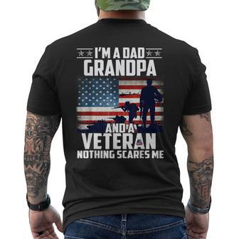 I Am A Dad Grandpa And A Veteran Nothing Scares Me Usa V3 Men's T-shirt Back Print - Seseable