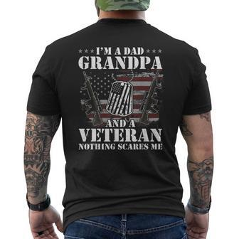 Im A Dad Grandpa And A Veteran Nothing Scares Me Vintage Men's T-shirt Back Print - Seseable