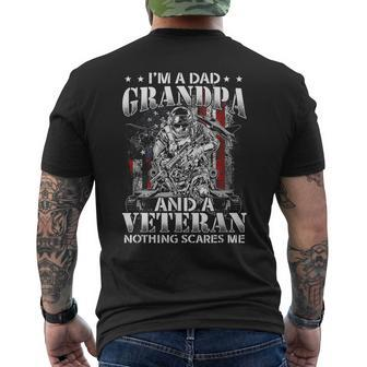 Im A Dad Grandpa And A Veteran Patriot Usa Flag Army Old Man Men's T-shirt Back Print - Seseable