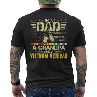 Im A Dad A Grandpa A Vietnam Veteran Us Military Flag Dogtag Men's T-shirt Back Print - Seseable