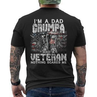 Mens Im A Dad Grumpa Veteran Nothing Scares Me Men's T-shirt Back Print - Seseable