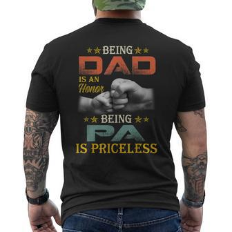 Mens Being Dad Is An Honor Being Pa Is Priceless Vintage Dad Men's T-shirt Back Print - Seseable