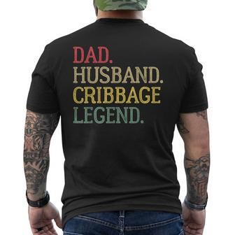 Dad Husband Cribbage Legend Vintage Cribbage Board Game Men's T-shirt Back Print - Seseable