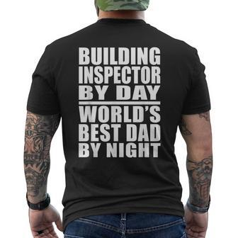 Dad Job Building Inspector Best Dad Fathers Day Men's Back Print T-shirt | Mazezy