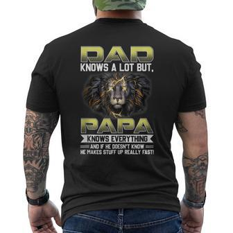 Dad Knows A Lot But Papa Knows Everything Fathers Day Men's T-shirt Back Print - Thegiftio UK