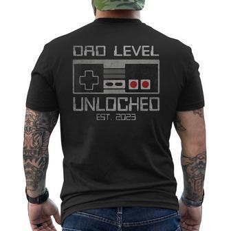 Dad Level Unlocked 2023 Leveled Up To Dad Soon To Be Dad Men's T-shirt Back Print - Seseable