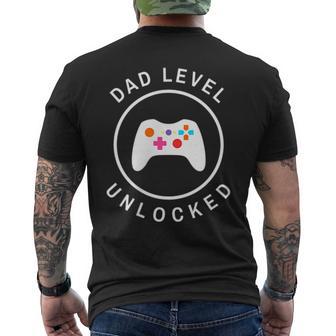 Dad Level Unlocked New Dad Gaming Dad Men's T-shirt Back Print - Thegiftio