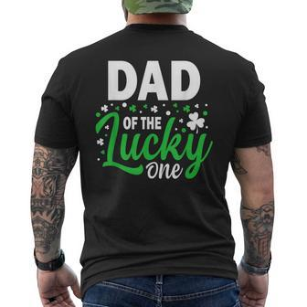 Dad Of The Lucky One Birthday Family St Patricks Day Men's Back Print T-shirt | Mazezy