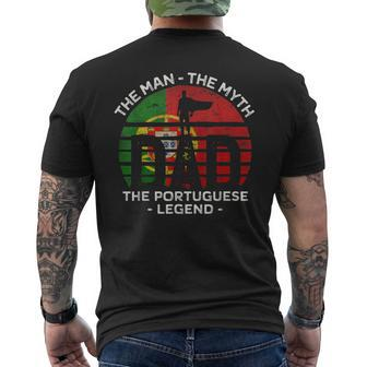 Mens Dad The Man The Myth The Portuguese Legend Portugal Vintage Men's T-shirt Back Print - Seseable