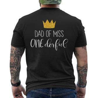 Mens Dad Of Miss Onederful Daddy 1St Birthday Of Girl Men's T-shirt Back Print - Seseable