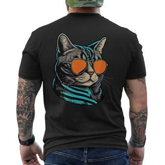 Dad Mom Cat Sunglasses American Shorthair Cat Mens Back Print T-shirt | Mazezy