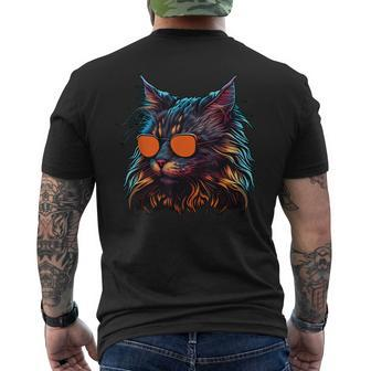 Dad Mom Cat Sunglasses Maine Coon Cat Mens Back Print T-shirt | Mazezy
