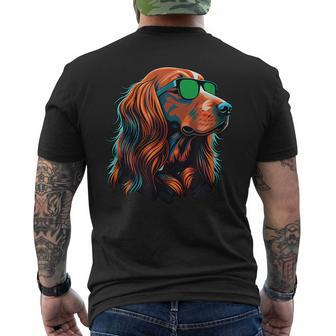 Dad Mom Cool Dog Sunglasses Irish Setter Mens Back Print T-shirt | Mazezy
