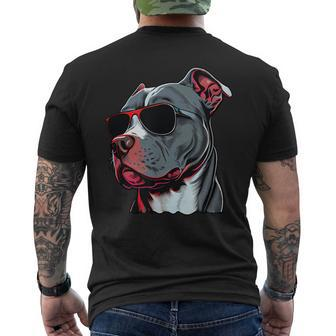 Dad Mom Cool Dog Sunglasses Pitbull Mens Back Print T-shirt